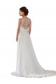Shop Illusion Neck A-Line Chiffon Beach Wedding Dress with Lace Halter Neckline Toronto