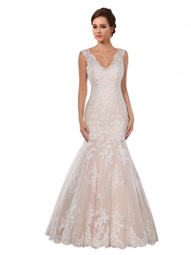 Shop Classic Fit and Flare V-Neck Mermaid Lace Wedding Dress Toronto