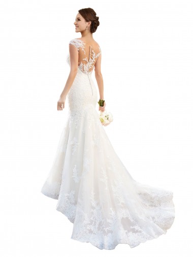 Shop Fit and Flare Illusion Neck Lace Wedding Dress Toronto