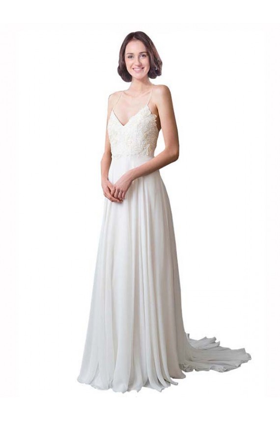 Shop Spaghetti Straps V-Neck A-Line Chiffon Beach Wedding Dress Toronto