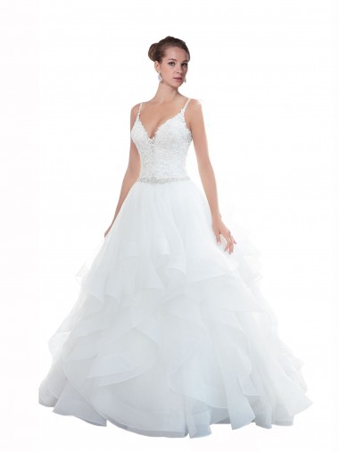 Shop Spaghetti Straps Ball Gown Beach Wedding Dress with Lace Bodice Toronto