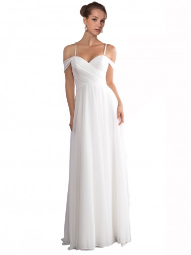 Shop Off the Shoulder A-Line Ruched Chiffon Beach Wedding Dress Toronto