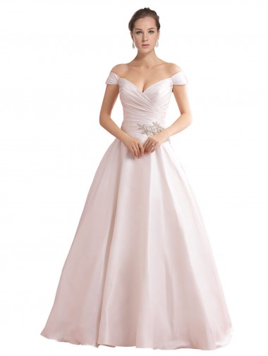 Shop Off the Shoulder Sweetheart Ball Gown Satin Wedding Dress Toronto