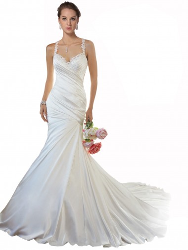 Shop Sweetheart Mermaid Satin Beach Wedding Dress with Illusion Lace Back Toronto