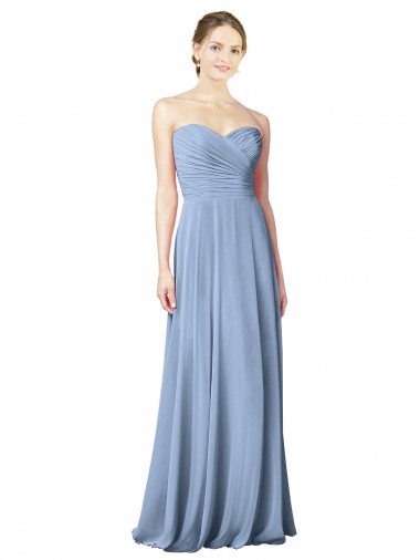Shop Draped Strapless Sweetheart Full Length Chiffon Bridesmaid Dress Toronto