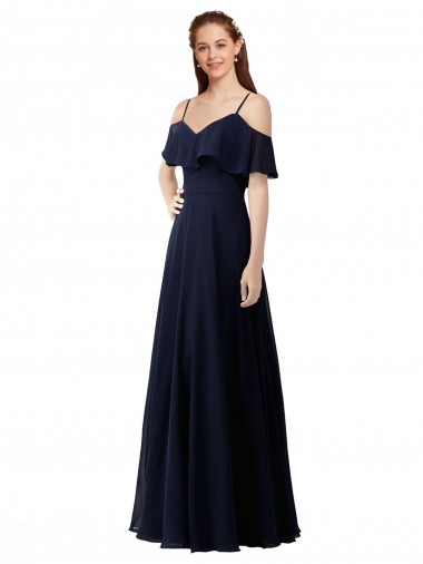 Shop Chiffon Bridesmaids Dress with Off the Shoulder Ruffle Detail Toronto