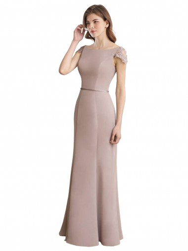 Shop Capped Sleeves Embroidered with Applique Lace Mermaid Chiffon Bridesmaid Dress Toronto