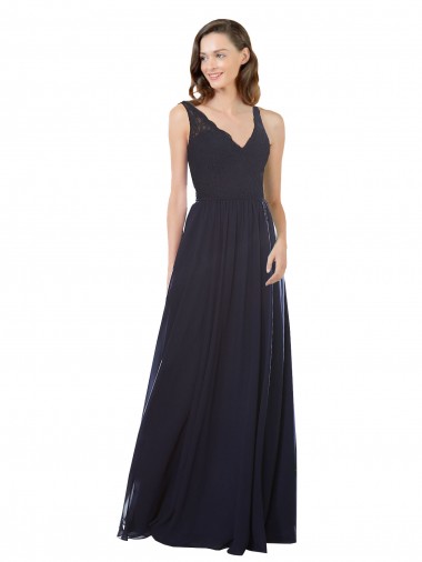 Shop Elegant Chiffon Bridesmaid Dress with V-Neck Lace Bodice Toronto