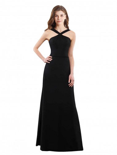 Shop Chiffon A-Line Bridesmaid Dress with Criss Cross Halter Top Toronto