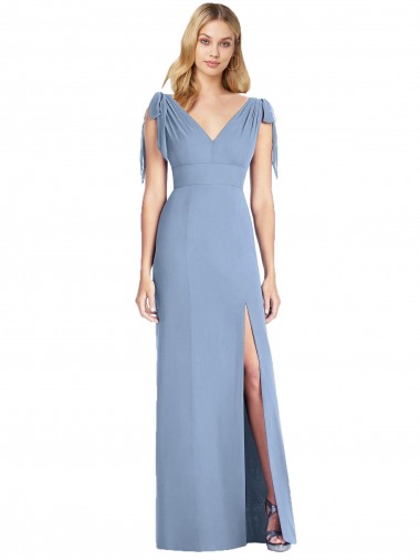 Shop Bow-Shoulder Sleeveless Deep V-Back Mermaid Bridesmaid Dress Toronto