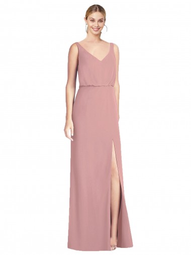 Shop Blouson Bodice Chiffon Bridesmaid Dress with Front Slit Toronto