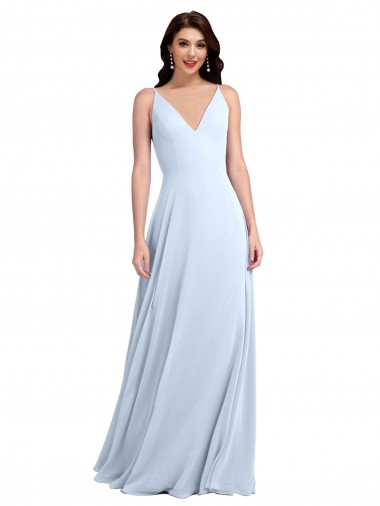 Shop Long Floor Length V-Neck Chiffon Bridesmaid Dress with Keyhole Back Toronto