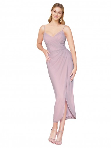 Shop Short Knee Length Chiffon Wrap Bridesmaid Dress / Cocktail Prom Dress with Straps Toronto