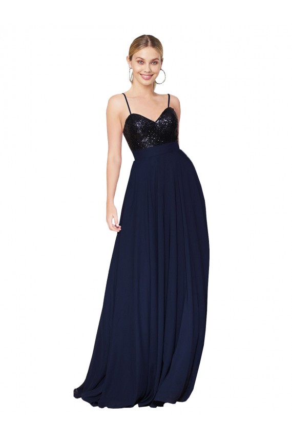 Shop Sweetheart High Neck Sequin Top Long Chiffon Bridesmaid Dress / Prom Dress Toronto