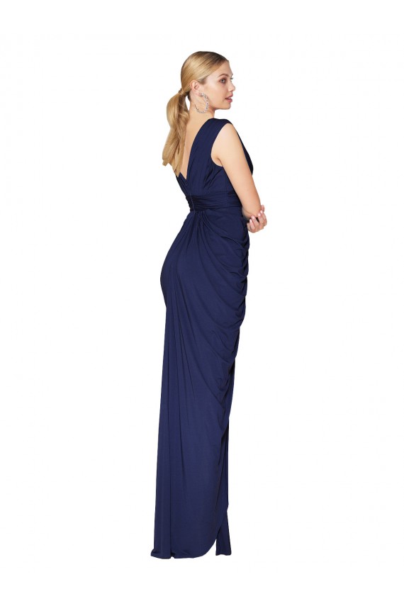 Shop Draped V-Neck Long Chiffon Bridesmaid Dress / Formal Prom Dress with Front Slit Toronto