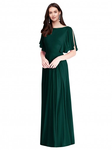 Shop Backless Floor Length Split Sleeves Maxi Bridesmaid Dress Toronto