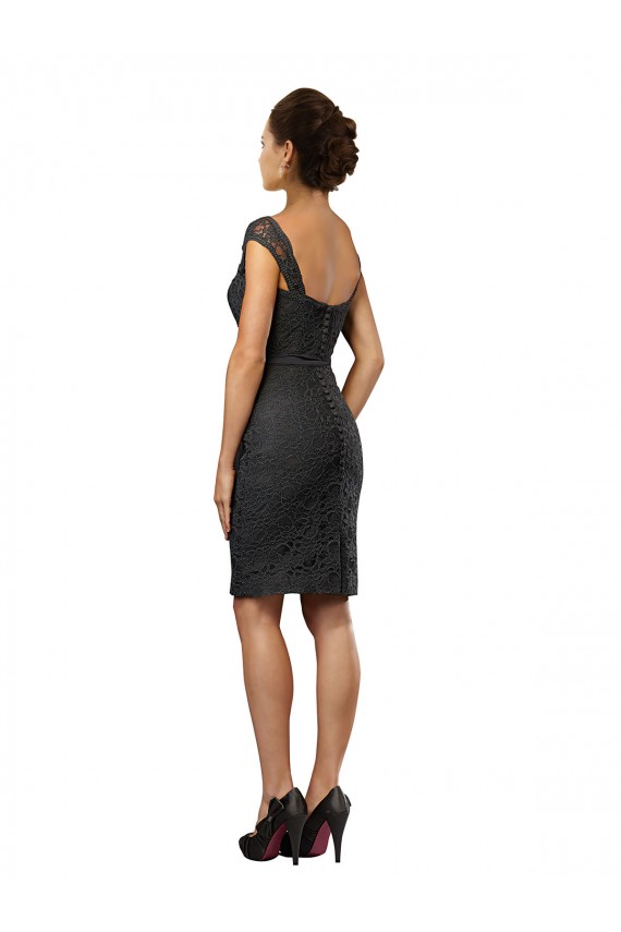 Shop Knee Length Lace Bridesmaid Dress / Cocktail Dress with Matching Chiffon Tie Sash Toronto