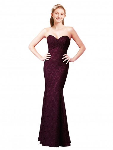 Shop Fitted Long Lace Bridesmaid Dress with Sweetheart Neckline Toronto