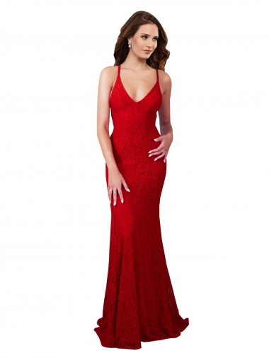 Shop Low Back V-Neckline Floor Length Formal Lace Bridesmaid Dress / Prom Dress Toronto
