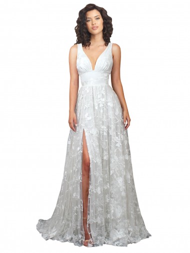Shop Plunging V-Neckline Wedding Dress with Slit Toronto
