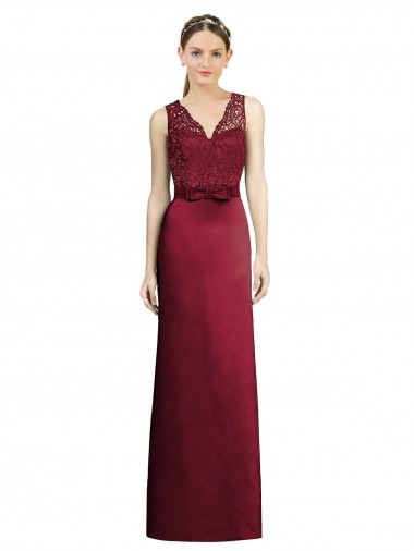 Shop Full Length Sleeveless Satin Bridesmaid Dress with Lace Bodice Toronto