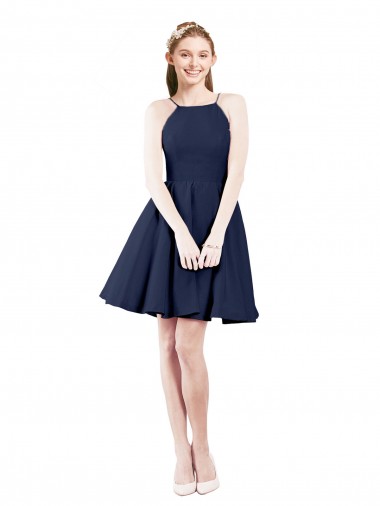 Shop Halter Neck Short Knee Length Satin Cocktail Bridesmaid Dress Toronto