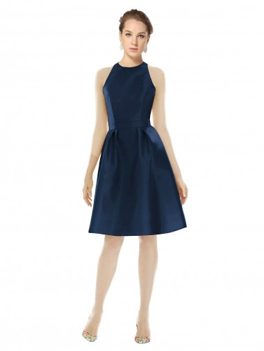 Shop Short Halter Cocktail Length Luxe Satin Cocktail Bridesmaid Dress Toronto