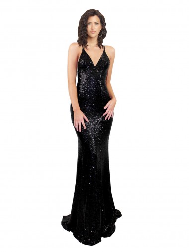 Shop Sleek Fishtail Shaped Open Back Formal Sequin Bridesmaid Dress / Prom Dress Toronto