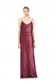 Shop High Neck Halter Long Slim Formal Sequin Bridesmaid Dress / Prom Dress with V-Neck and Blouson Bodice Toronto