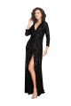 Shop Deep V-Neckline Full Back Long Sleeves Sparkling Formal Sequin Bridesmaid Dress / Prom Dress with High Slit Toronto
