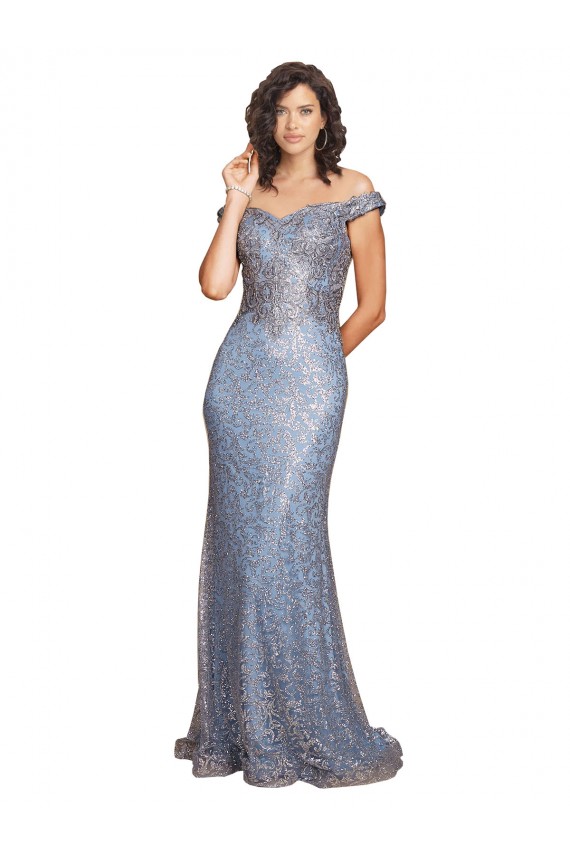 Shop Off the Shoulder Sweetheart Neckline Formal Sequin Bridesmaid Dress / Prom Dress with Thigh High Slit Toronto