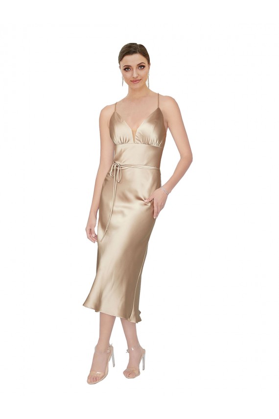 Shop Empire Waist Formal Silky Satin Cocktail Midi Bridesmaid Dress / Prom Dress Toronto