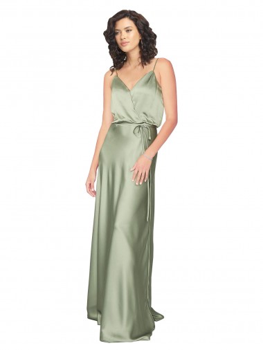 Shop Formal Silky Satin Bridesmaid Dress with Tied Waist Toronto