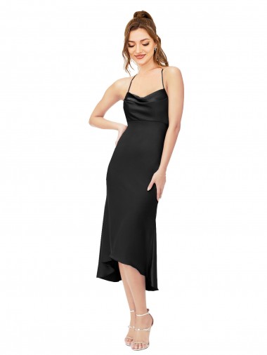 Shop High Low Formal Silky Satin Cowl Neck Cocktail Midi Bridesmaid Dress / Prom Dress Toronto