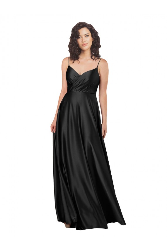 Shop Full Length V-Neckline Formal Silky Satin Bridesmaid Dress / Prom Dress with Full Skirt Toronto