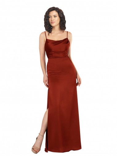 Shop Floor-Length Formal Silky Satin Bridesmaid Dress / Prom Dress with Skirt Slit Toronto