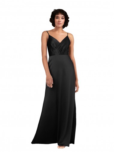 Shop Full Length V-Neckline Formal Silky Satin Bridesmaid Dress / Prom Dress with Spaghetti Straps Toronto