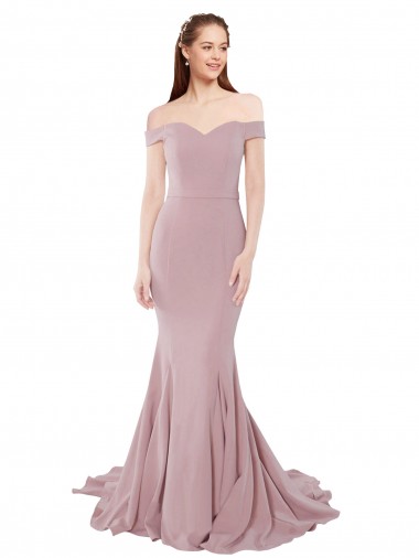 Shop Off the Shoulder Mermaid Long Sweep Train Bridesmaid Dress / Prom Dress Toronto