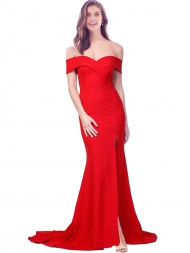Shop Criss Cross Full Length Long Formal Crepe Bridesmaid Dress / Prom Dress with Side Split Toronto