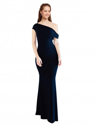 Shop Draped Off the Shoulder Fitted Formal Crepe Bridesmaid Dress / Prom Dress Toronto