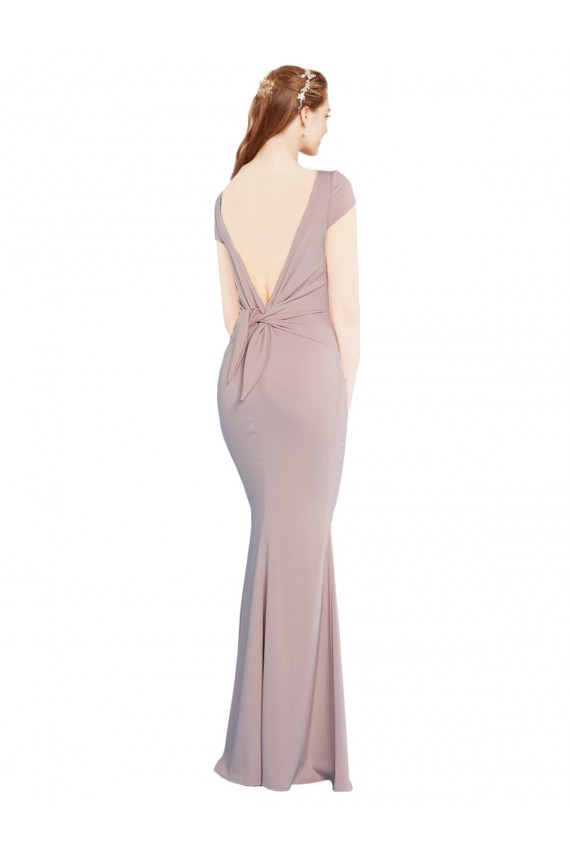 Shop Boat Neck Cap Sleeve Formal Crepe Bridesmaid Dress / Prom Dress with Plunging Tie Back Toronto