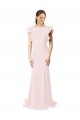 Shop Low V-Back Long Mermaid Crepe Bridesmaid Dress / Prom Dress with Ruffled Sleeves Toronto