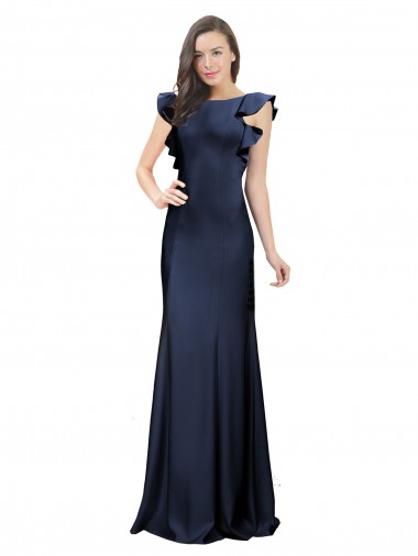 Shop Sleeveless Crepe Bridesmaid Dress / Prom Dress with Cascading Ruffle and Keyhole Back Toronto