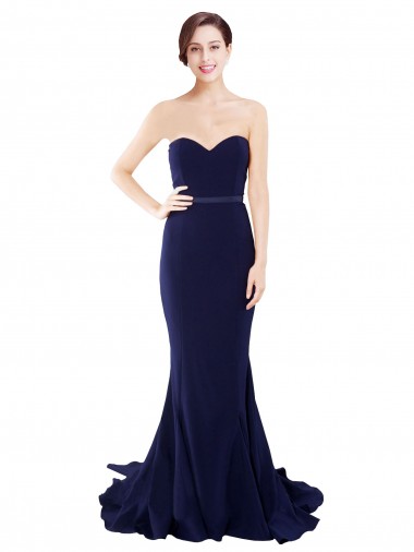 Shop Strapless Sweetheart Neckline Crepe Bridesmaid Dress / Prom Dress with Satin Waistband Toronto