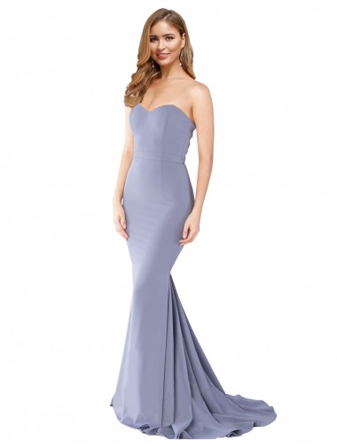 Shop Long Strapless Sweetheart Sweep Train Formal Crepe Bridesmaid Dress / Prom Dress with Low Back Toronto