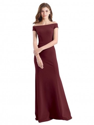 Shop Off the Shoulder Fit and Flare Stretch Crepe Bridesmaid Dress / Prom Dress Toronto