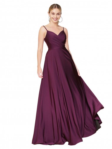 Shop High Neck Spaghetti Straps Long V-Back Formal Crepe Bridesmaid Dress / Prom Dress Toronto