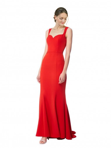 Shop Long Chapel Train Fishtail Maxi Formal Crepe Bridesmaid Dress / Prom Dress with Sweetheart Neckline Toronto