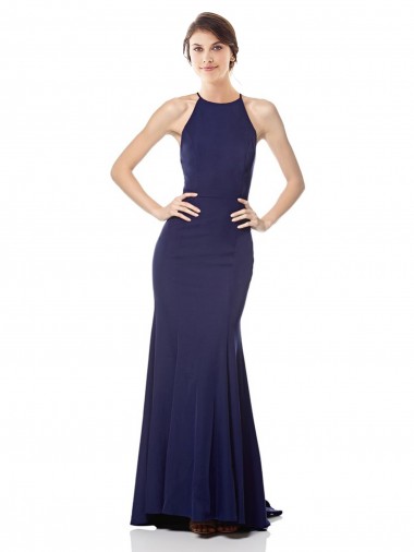 Shop High Neck Fishtail Formal Crepe Bridesmaid Dress / Prom Dress with Open Back Detail Toronto