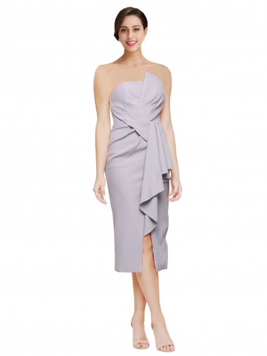 Shop Short Cocktail Length Strapless Formal Crepe Bridesmaid Dress / Prom Dress with Ruffles Toronto